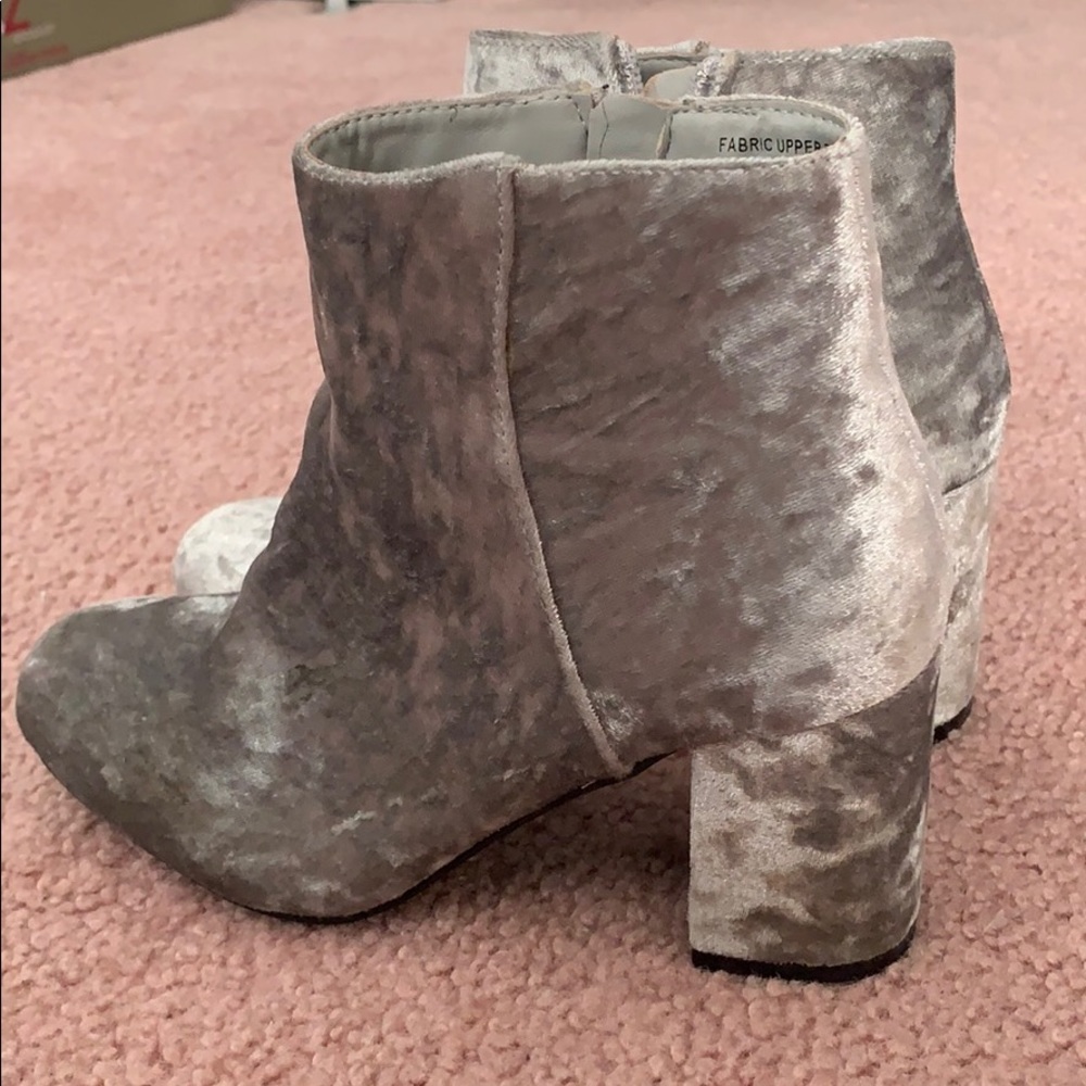 Gray suede booties